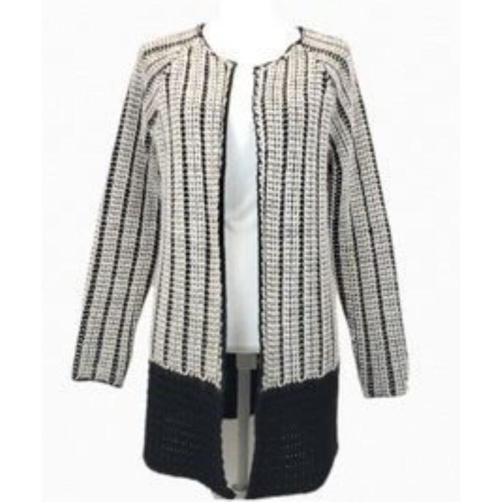 SALE! Maison Pholya! Crochet Cardigan M IItalian Alpaca-Blend Black Herringbone